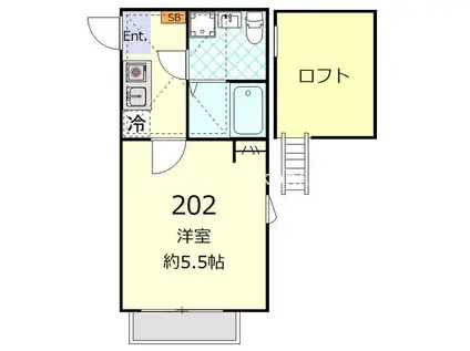 アビターレ杉田(1K/2階)の間取り写真