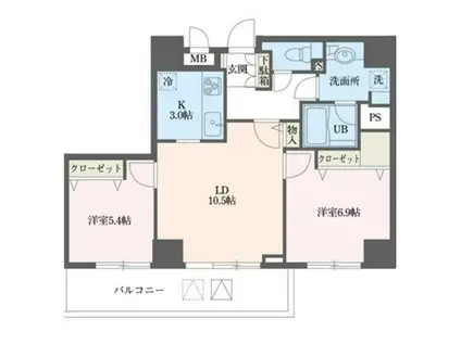 ドゥーエ横浜駅前(2LDK/13階)の間取り写真