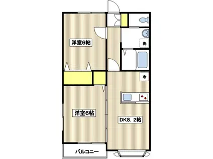 プランドール(2DK/1階)の間取り写真