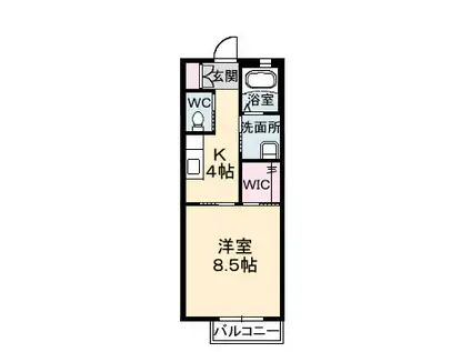 カーサ・ア・コルテ II(1K/2階)の間取り写真