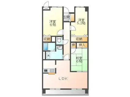 スカイパレス高柳(3LDK/4階)の間取り写真