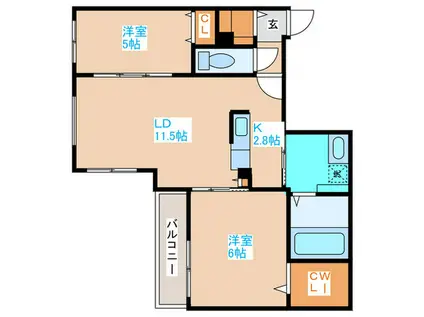 COLORE FUSHIMI(2LDK/4階)の間取り写真