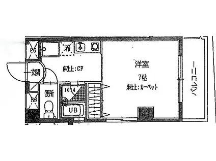 パッソビル(ワンルーム/4階)の間取り写真