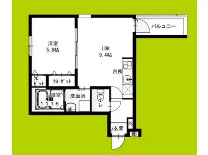 フジパレス瓜生堂III番館(1LDK/3階)の間取り写真