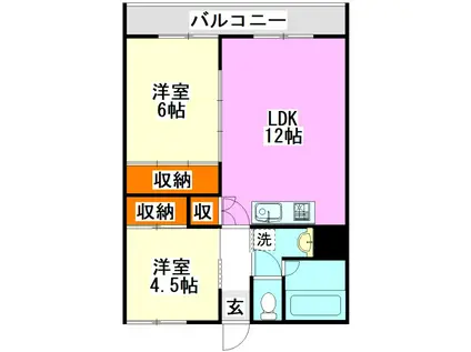 第一高見ビル(2LDK/2階)の間取り写真