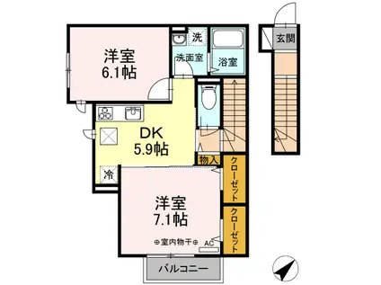 メゾンドール諏訪坂Ⅲ(2DK/1階)の間取り写真