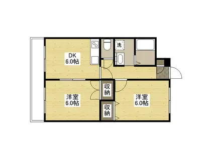 サンハーモニーキッタカ(2DK/1階)の間取り写真