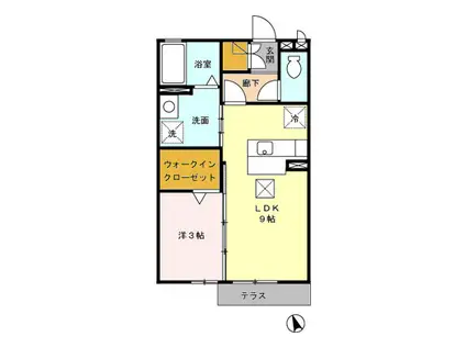 ラフィーネII(1LDK/1階)の間取り写真