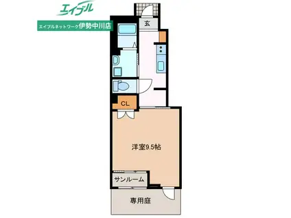 レインボーヒルズ ネクスト(1K/1階)の間取り写真