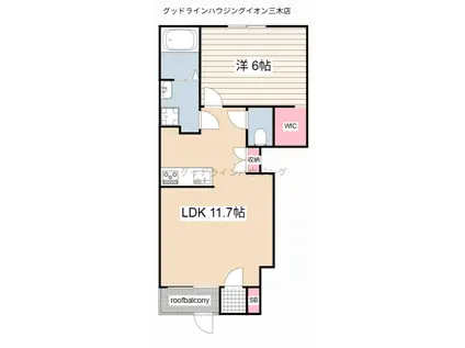 緑が丘本町1丁目アパート(1LDK/1階)の間取り写真