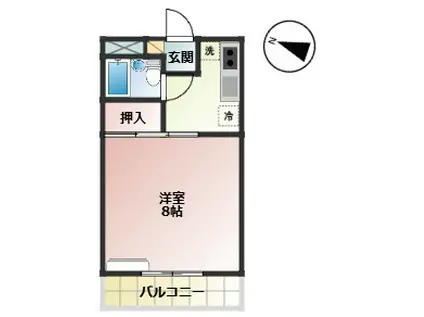 コーポ・モビリエ2号館(1K/1階)の間取り写真