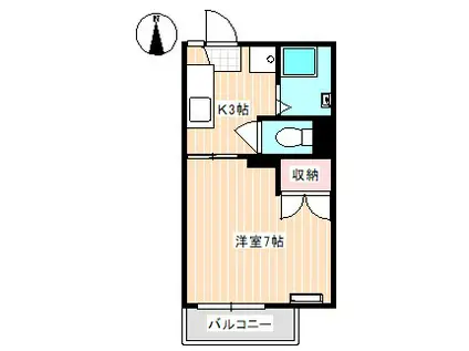 タウニーハイツ(1K/2階)の間取り写真