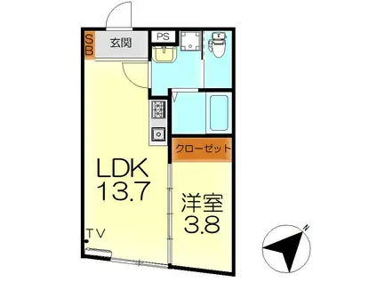 M・テラス広古新開(1LDK/2階)の間取り写真