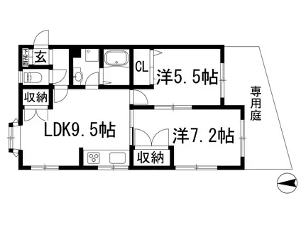 ハイム門戸(2LDK/1階)の間取り写真