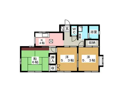 グリーンハイツB(3K/1階)の間取り写真