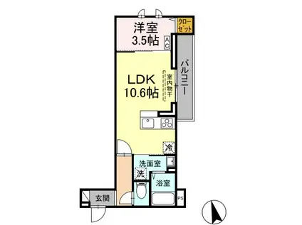 ASSET-COURT小金井本町B(1LDK/3階)の間取り写真