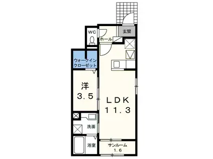 ワイズアドニス (1LDK/1階)の間取り写真