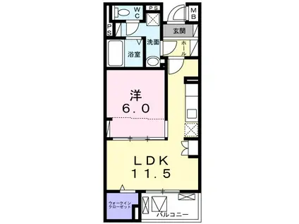 フェリーチェ大鷹(1LDK/1階)の間取り写真
