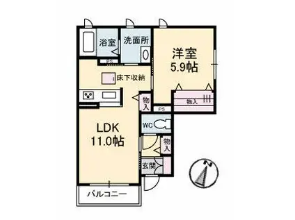 シャーメゾンプラージュ(1LDK/1階)の間取り写真