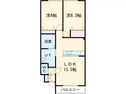 VICTORIA X(2LDK/1階)の間取り写真
