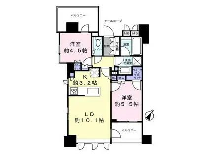 ジオ赤坂丹後町(2LDK/6階)の間取り写真