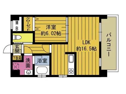 ルネスG 新賀来西(1LDK/5階)の間取り写真