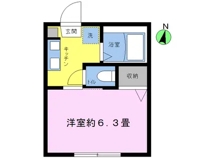 シャルル玉川(1K/1階)の間取り写真