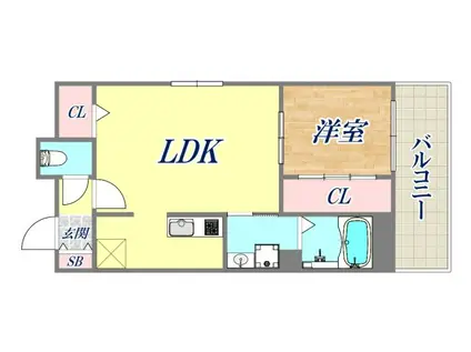 サンシエ神戸元町(1LDK/2階)の間取り写真