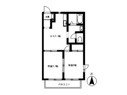 イン・フィールドD(2DK/2階)の間取り写真
