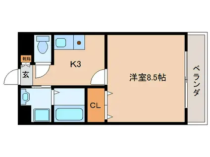 レッドランド相生(1K/2階)の間取り写真