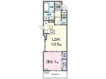 グリーンビラ郷美II(1LDK/1階)の間取り写真