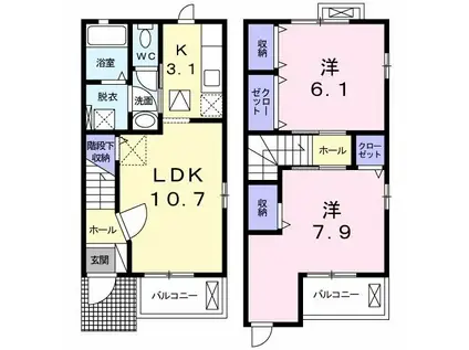 アネックス都III(2LDK/1階)の間取り写真