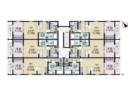 GRAN(1LDK/3階)の間取り写真