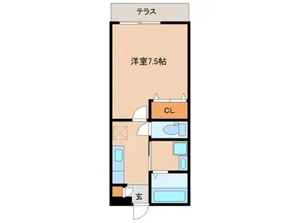 フォールシャンス(1K/1階)の間取り写真