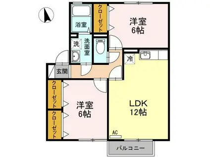 ウイズユーA・B(2LDK/2階)の間取り写真