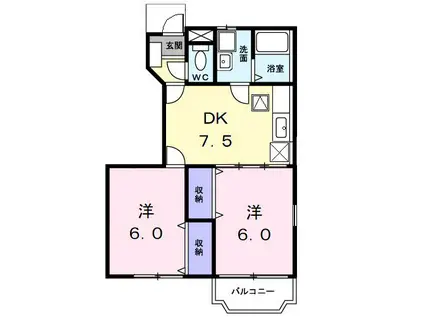 サンパティーク(2DK/1階)の間取り写真