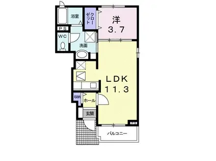 ミルトブリーゼ(1LDK/1階)の間取り写真