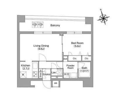 コンフォリア・リヴ丁堀(1LDK/11階)の間取り写真