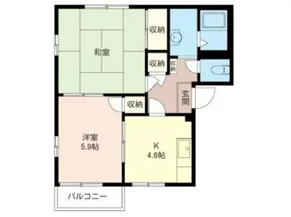 サンモールB(2K/2階)の間取り写真