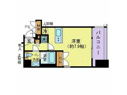 ZOOM目黒(ワンルーム/9階)の間取り写真