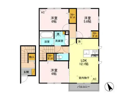 フローラルハイツ(3LDK/2階)の間取り写真