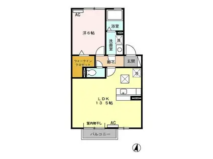 ツイトローネ2番館 A(1LDK/1階)の間取り写真