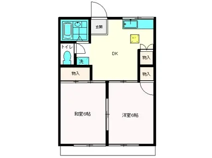 ハイツ神山(2DK/1階)の間取り写真
