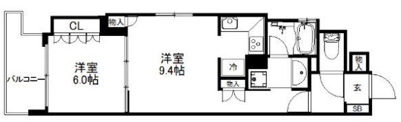リーガル京都四条烏丸II(1LDK/1階)の間取り写真