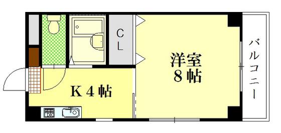 坪井ビル(1K/2階)の間取り写真