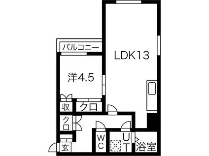 カーサ水海道(1LDK/3階)の間取り写真