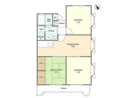 オークスK&S(3DK/2階)の間取り写真