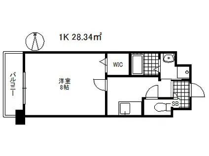 ツルトスコⅡ番館(1K/6階)の間取り写真