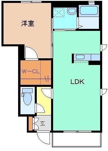 エルブ ボア C(1LDK/1階)の間取り写真