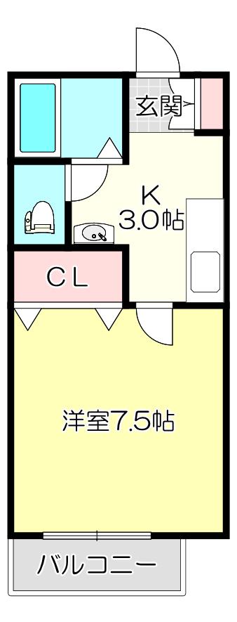ヤシャールY(1K/2階)の間取り写真